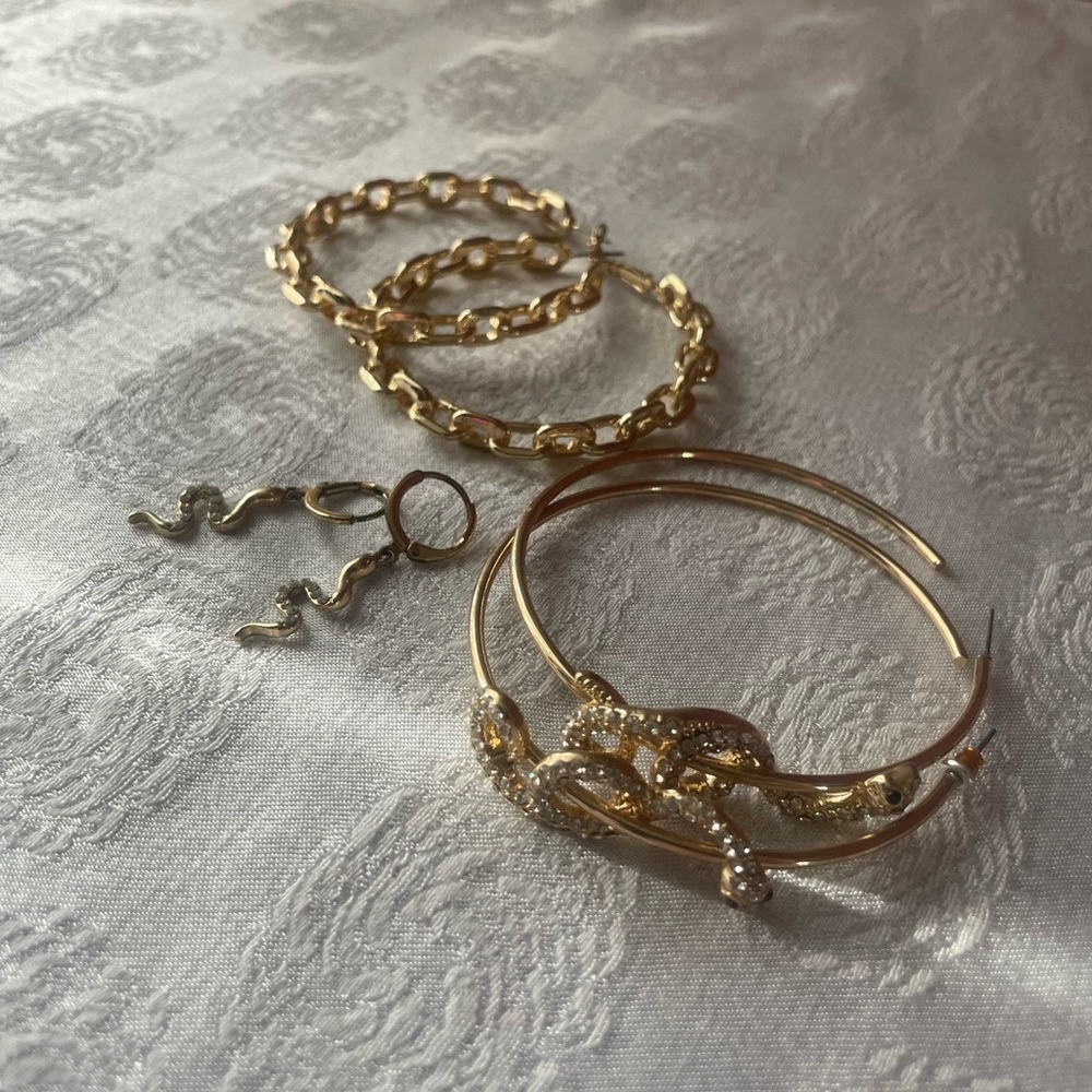 Chic Gold Snake Hoop Earrings Bundle